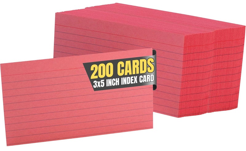 1InTheOffice Ruled Red Index Cards 3x5, Cherry Red, 200/Cards - Image 1